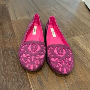 Ccilu purple/pink slip on waterproof flats/garden shoes. Size 8